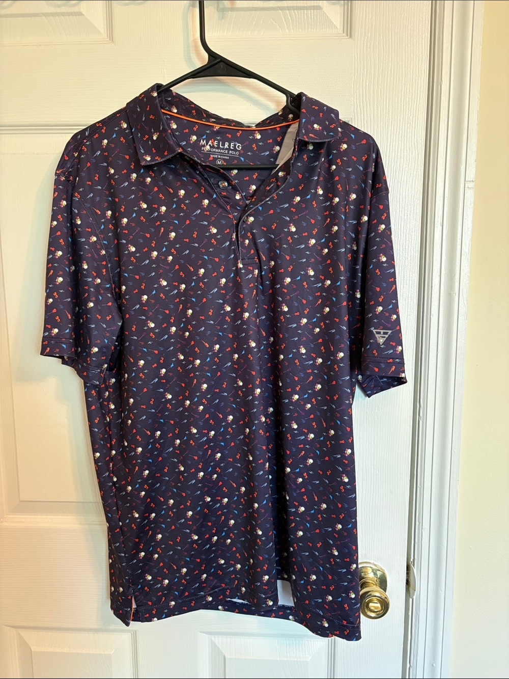 Malibu Performance Navy Polo with Micro Print
